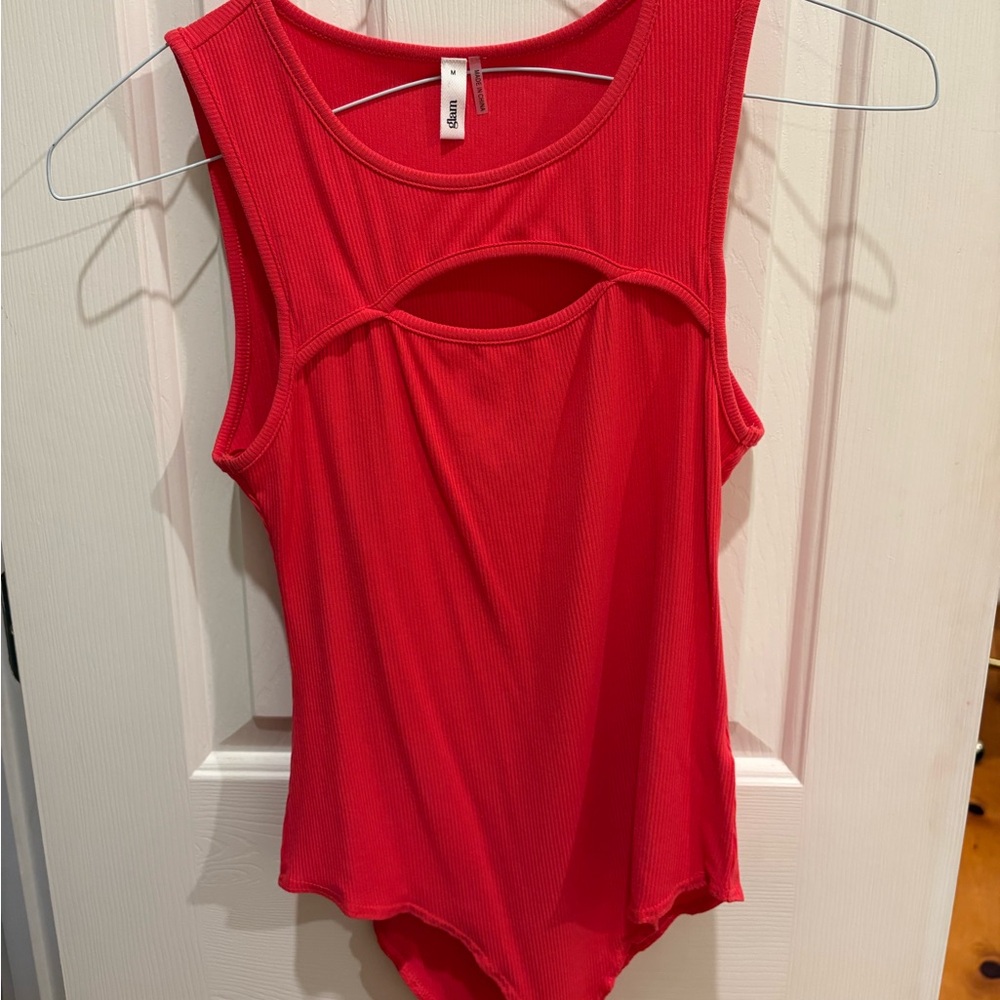 Glam Vibrant Red Sleeveless Bodysuit